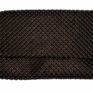 RSVP Black Beaded Clutch with Silver Chain